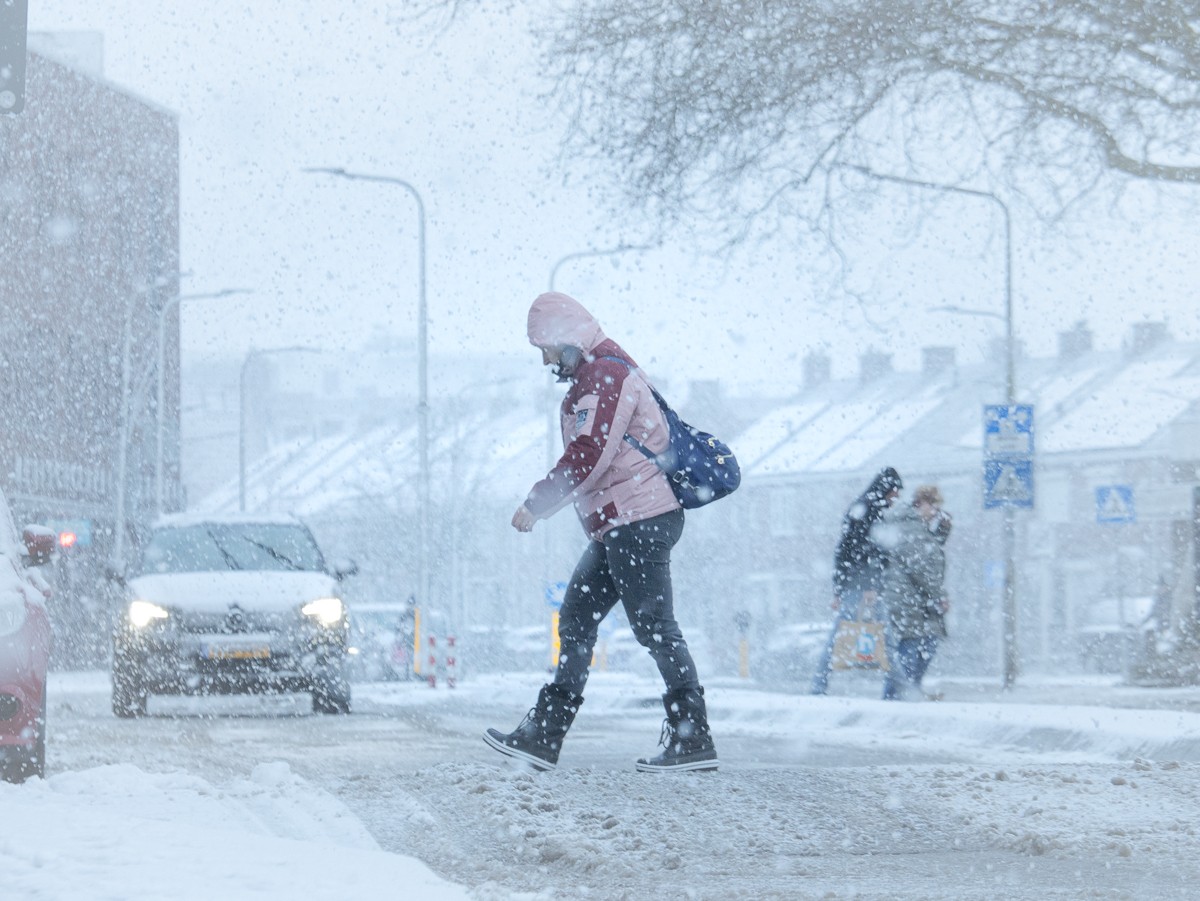 Kinderen spelen in sneeuw; anderen genieten van winterse plaatjes