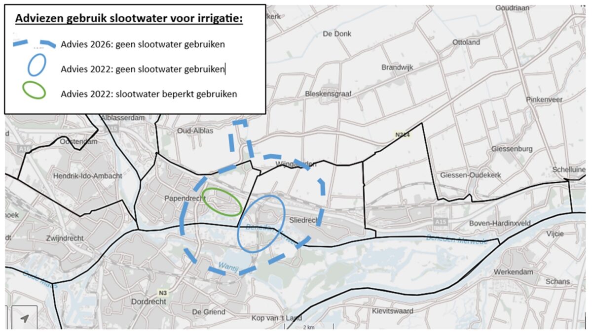 Advies over slootwatergebruik na nieuwe PFAS-metingen; zorgelijke constatering